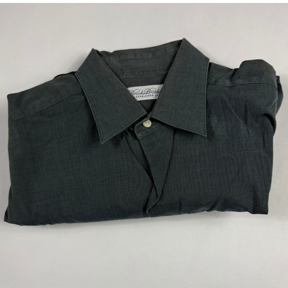 Brooks Brothers Regent Men 15.5 32-33 Charcoal Gray Long Sleeve Cotton Shirt